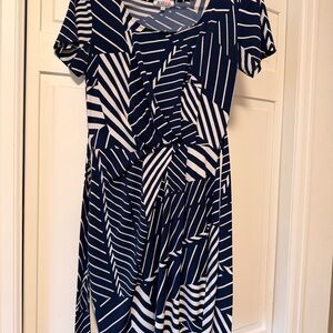 Navy and White Patterned Dress